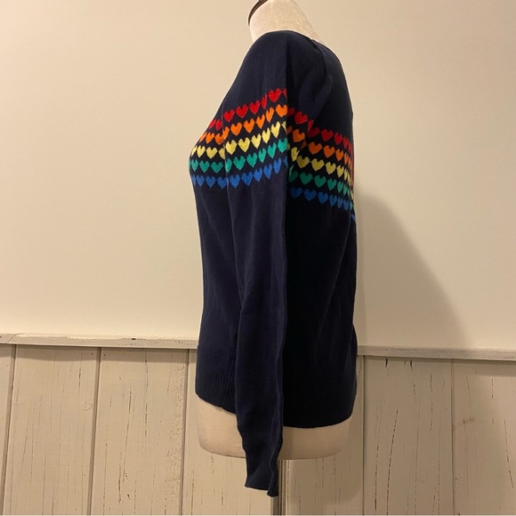 Chaser Small Rainbow Hearts Navy Blue Long Sleeve Pullover - Picture 3 of 12